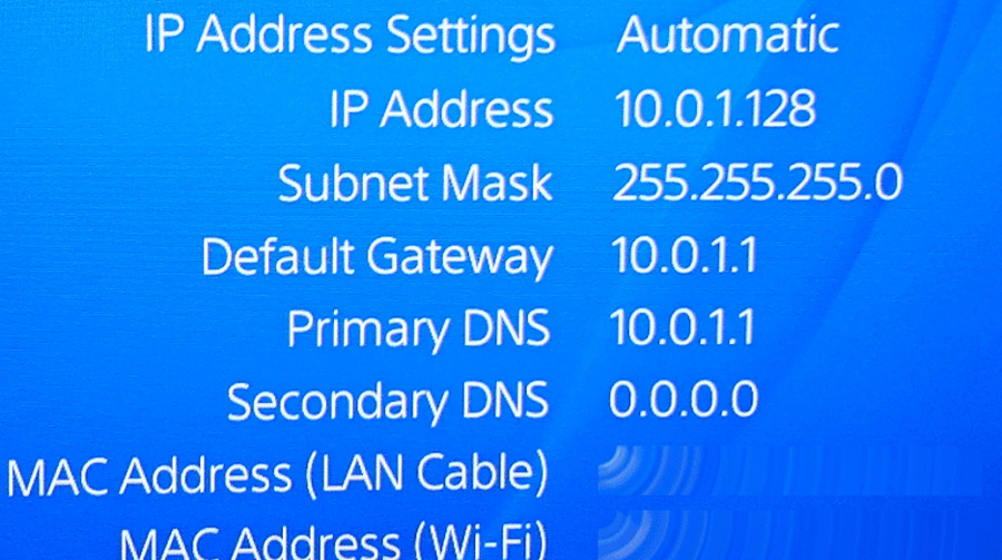find mac address For Playstation 3 (PS3)